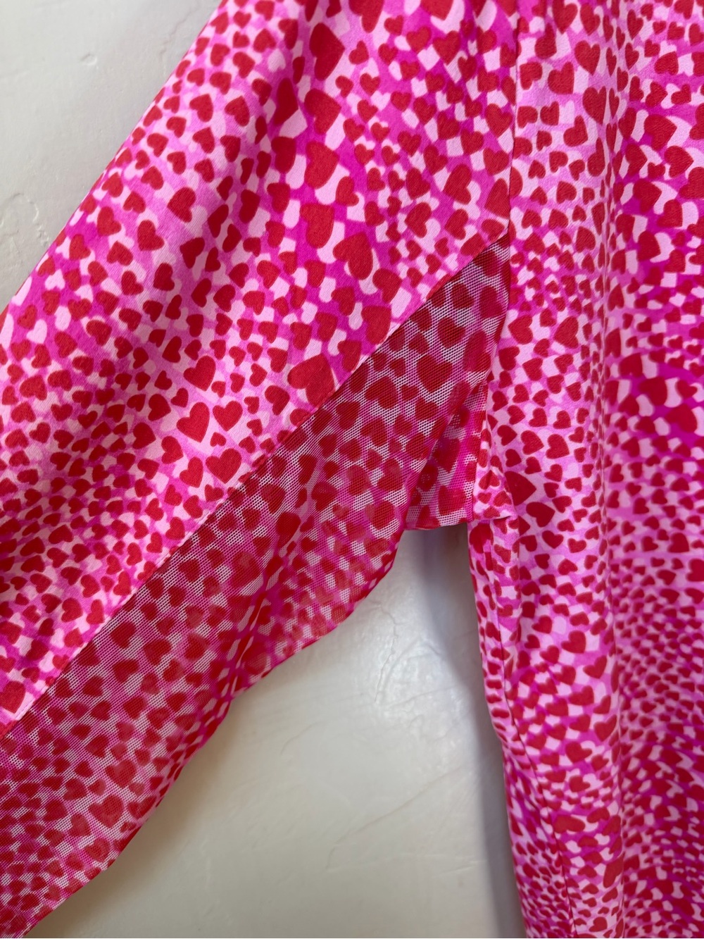 IBKUL Amanda Long Sleeve Top 1/4 Zip Mock Neck Red Hot Pink Hearts Golf Sz XL - Picture 2 of 6